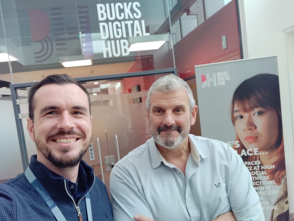 Jon Jackson (Tresl) and Dr Tim Anstiss (VHL) at the Bucks Digital Hub in Aylesbury, Buckinghamshire